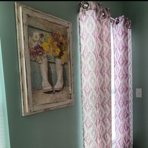 💜 Purple, Grey & White Curtain Set 💜 4 Panels